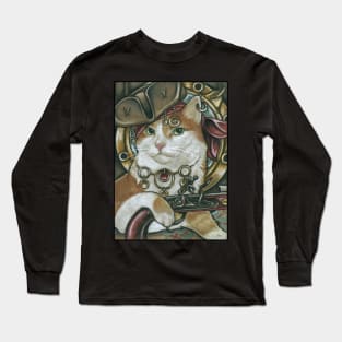 Pirate Cat - Orange and White - Cat Long Sleeve T-Shirt